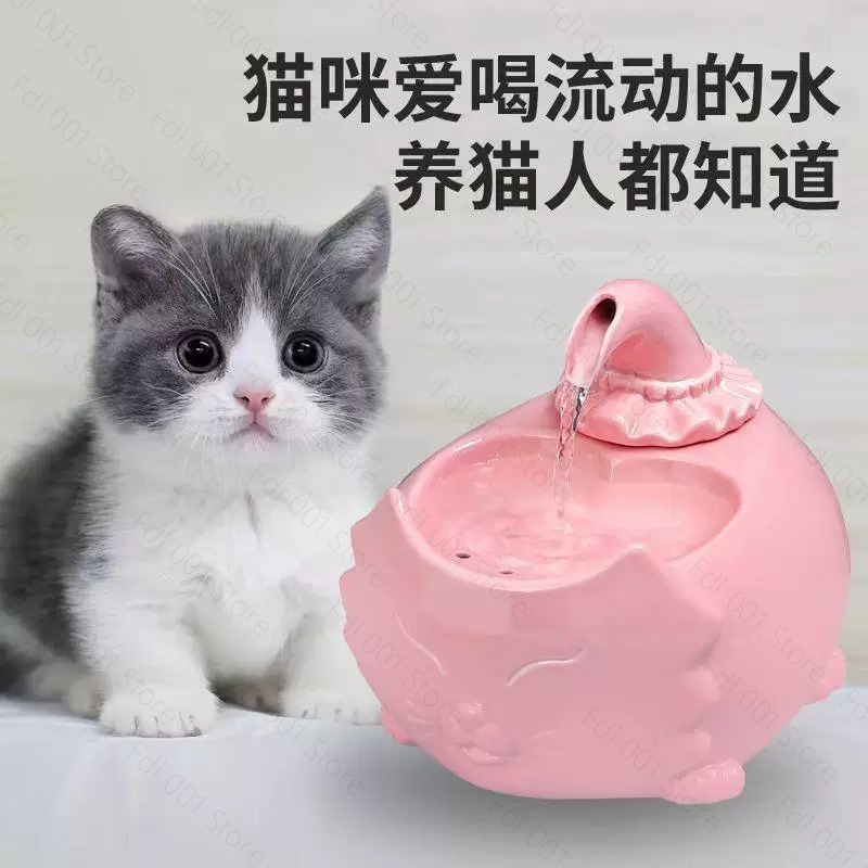 Pet Water Fountain - 고양이를위한 다기능 음주기 세라믹 애완 동물