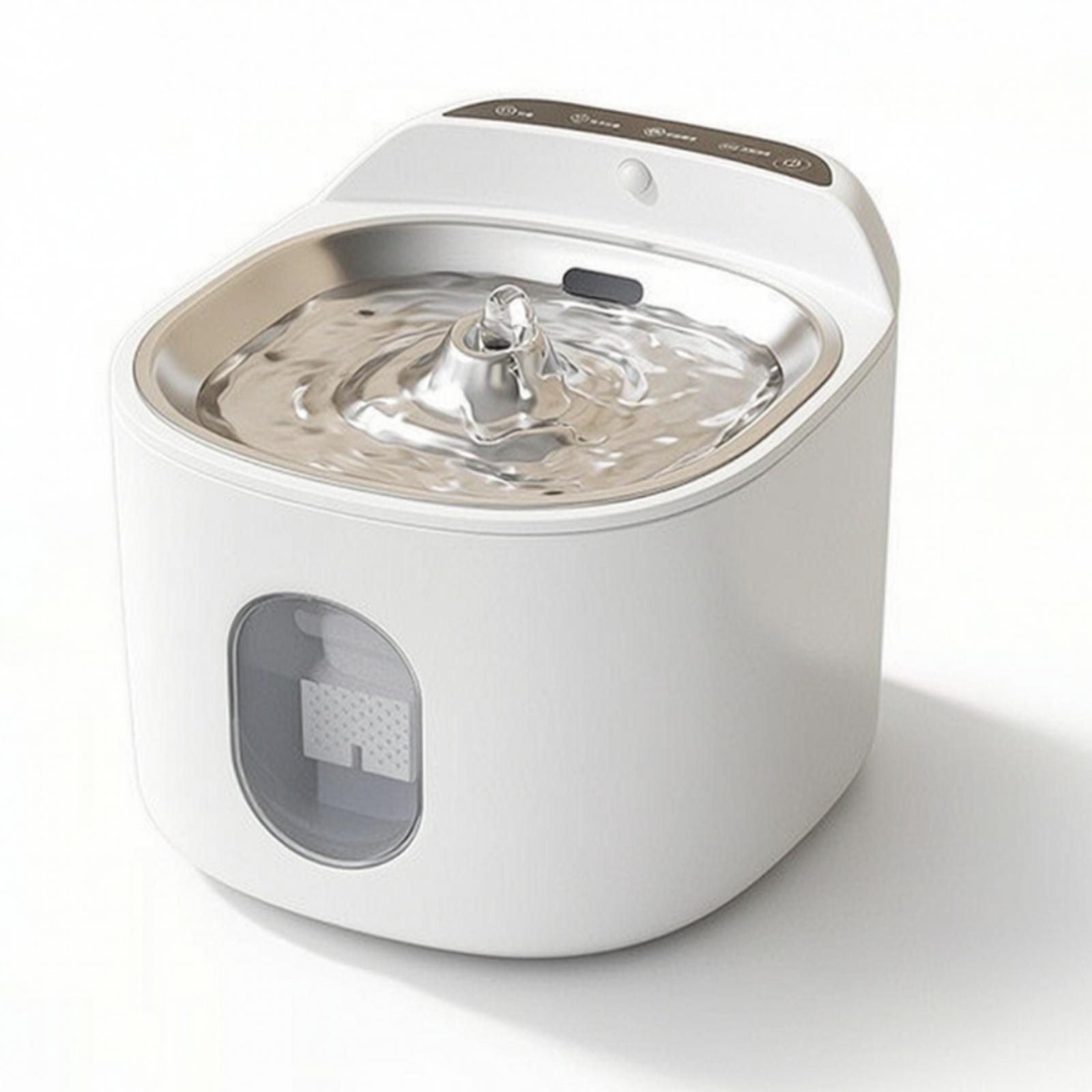 Pet Water Fountain - 충전식 자동 급수기 4리터 스테인리스 스틸