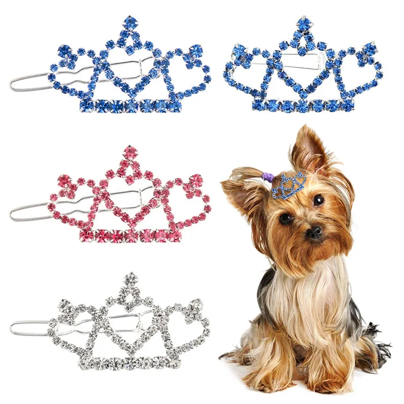 Pet Supplies York - 블링블링 섬세한 크리스탈 개 머리핀 라인스톤