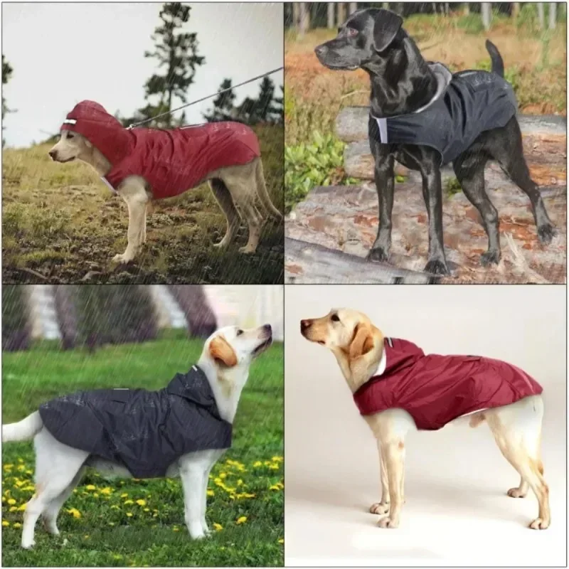 중형 대형 개 방수 후드 자켓 반사 스트라이프 야외 비 - Dog Raincoat 리뷰 및 가격