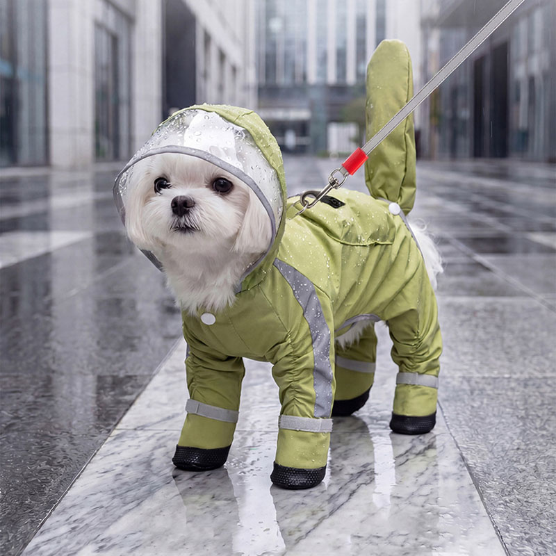 방수 개 비옷 투명 후드가 있는 4족형 레인 재킷, 반 - Dog Raincoat 리뷰 및 가격