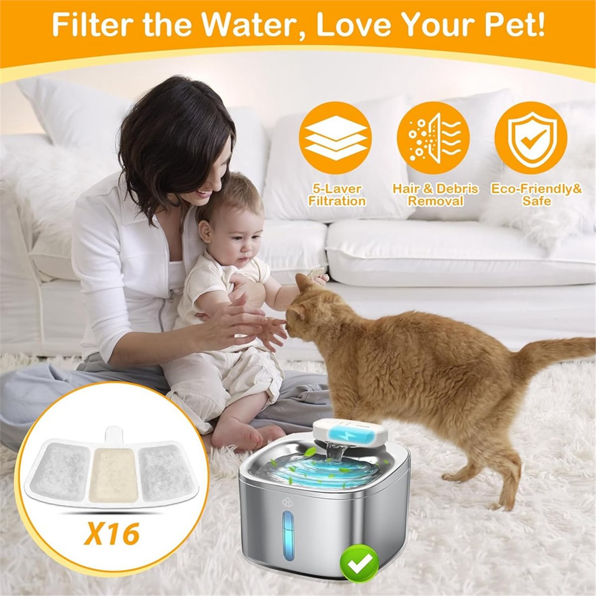 Aug.A632F-16PCS PW04 3.5L 무선 고 - Pet Water Fountain 리뷰 및 가격