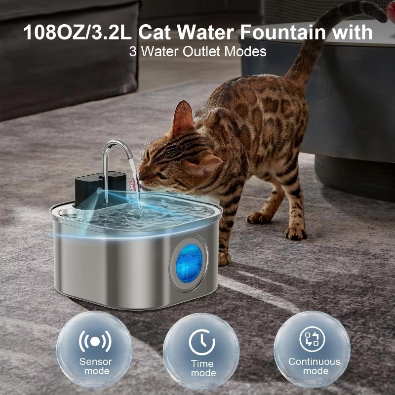 3.2L 무선 고양이 정수기 스테인리스 스틸 배터리 작 - Pet Water Fountain 리뷰 및 가격